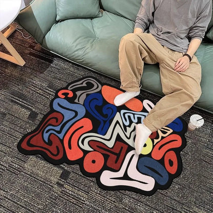 Colorful Abstract Art Area Rug – Creative Living Room Floor Mat