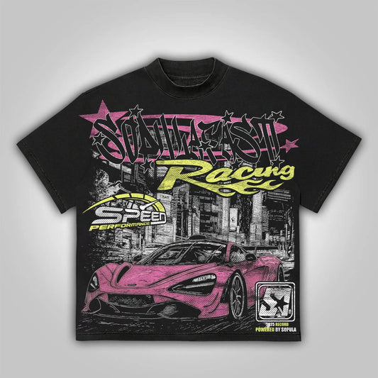 Racing Graphic Oversized T-Shirt – Y2K Vintage Cotton Harajuku Streetwear Tee