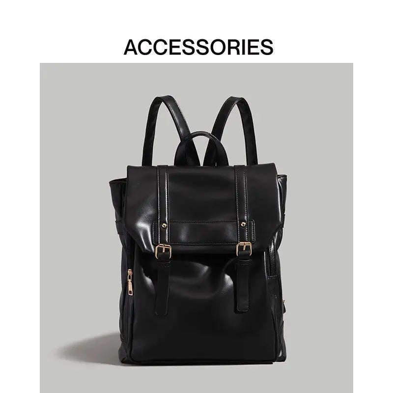 Vintage Brown Backpacks Women High Street Preppy Style Pu Leather
