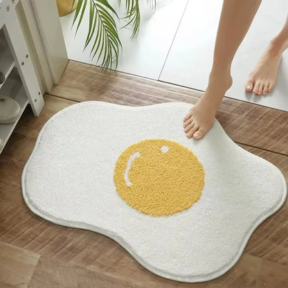 Fried Egg Bath Mat – Soft Non-Slip Bathroom & Bedroom Rug