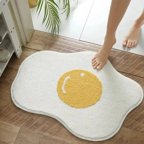 Fried Egg Bath Mat – Soft Non-Slip Bathroom & Bedroom Rug