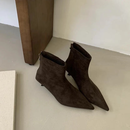 Women's Pointed Toe Ankle Boots – Slim Kitten Heel