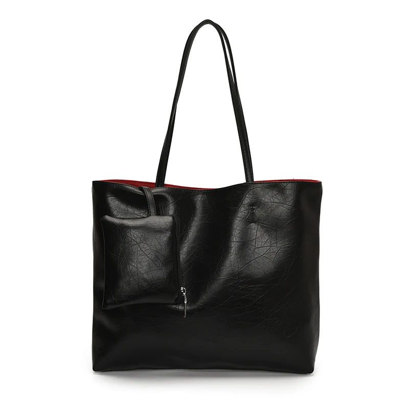 PU Leather Tote Bag – Large Capacity Shoulder Bag for Women