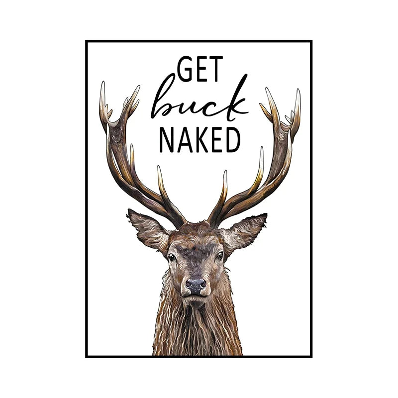 Funny Animal Bathroom Wall Art Poster – Cow, Donkey, Llama, Goat Print