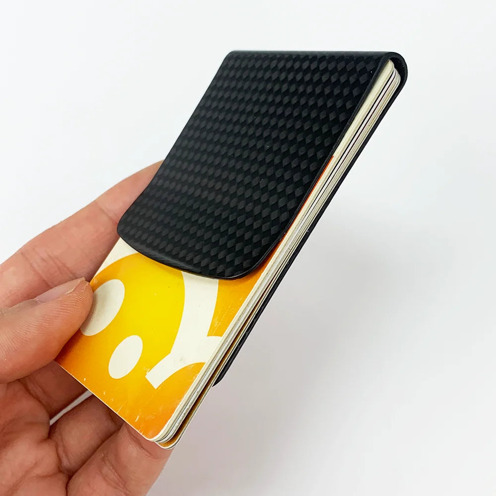Carbon Fiber Money Clip Wallet – Matte Black Slim Card Holder
