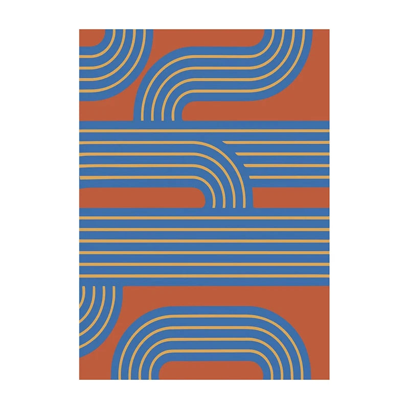 Retro Geometric Abstract Shapes Poster – Minimal Black & White Wall Art Unframed