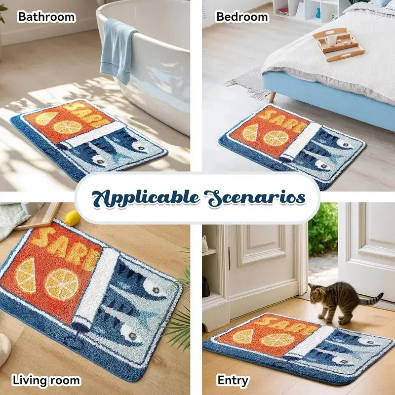 Cartoon Sardine Bath Mat – Soft Non-Slip Bathroom Rug