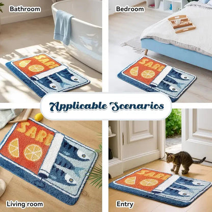 Cartoon Sardine Bath Mat – Soft Non-Slip Bathroom Rug