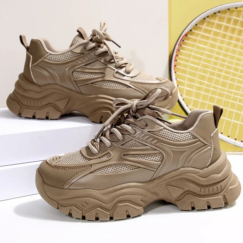 Chunky Platform Sneakers for Women – Retro Breathable Sport Shoes