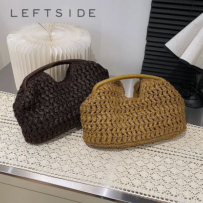 Woven Straw Top Handle Bag for Women – Boho Summer Handbag