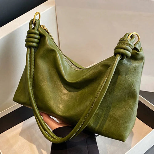 Soft Leather Geometric Wide Strap Shoulder Bag