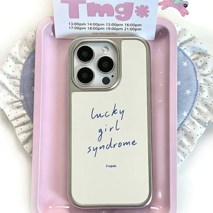 Lucky Girl Syndrome iPhone Case – Aesthetic Cream & Silver Cover