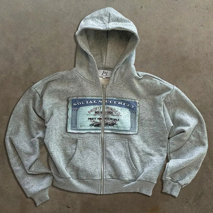 Y2K Zip-Up Hoodie – Retro Graphic Streetwear Sweatshirt