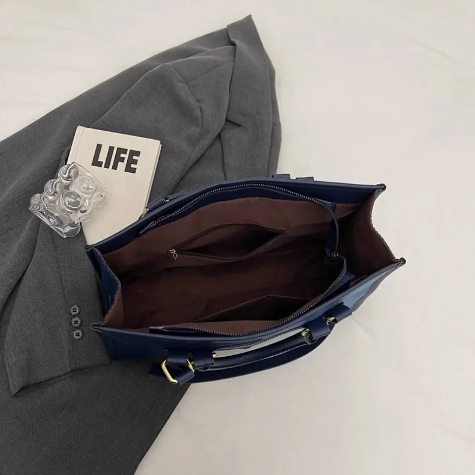 Large Capacity Tote Bag for Women Casual Fashion Ladies Splice Denim Handbag