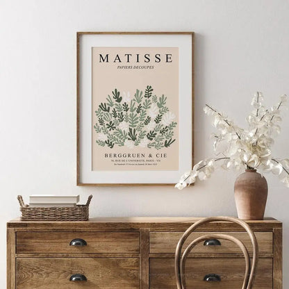 Matisse Sage Green Botanical Wall Art Poster | Nordic Minimalist Canvas Print