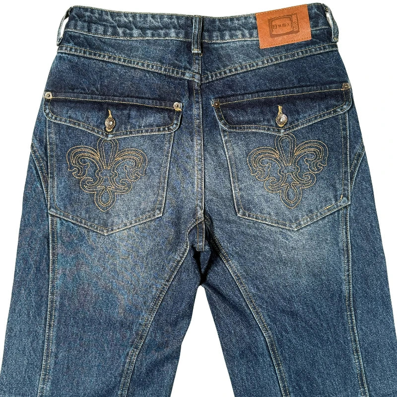 Flare Jeans – Y2K Washed Denim Wide Leg Streetwear Pants