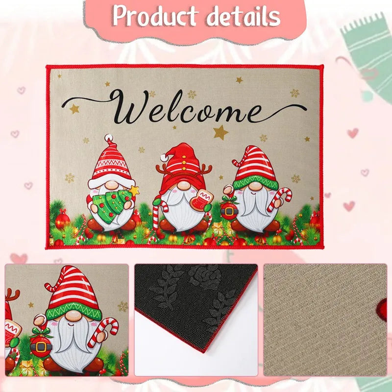 Santa Claus Christmas Doormat – Flannel Welcome Mat for Home