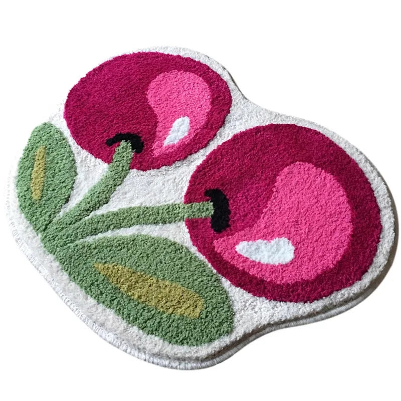 Cherry Bath Mat – Soft Non-Slip Bedroom & Bathroom Rug