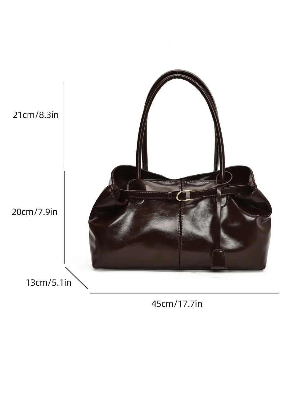 Leather Hobo Shoulder Bag – Retro Oil PU Large Tote for Women