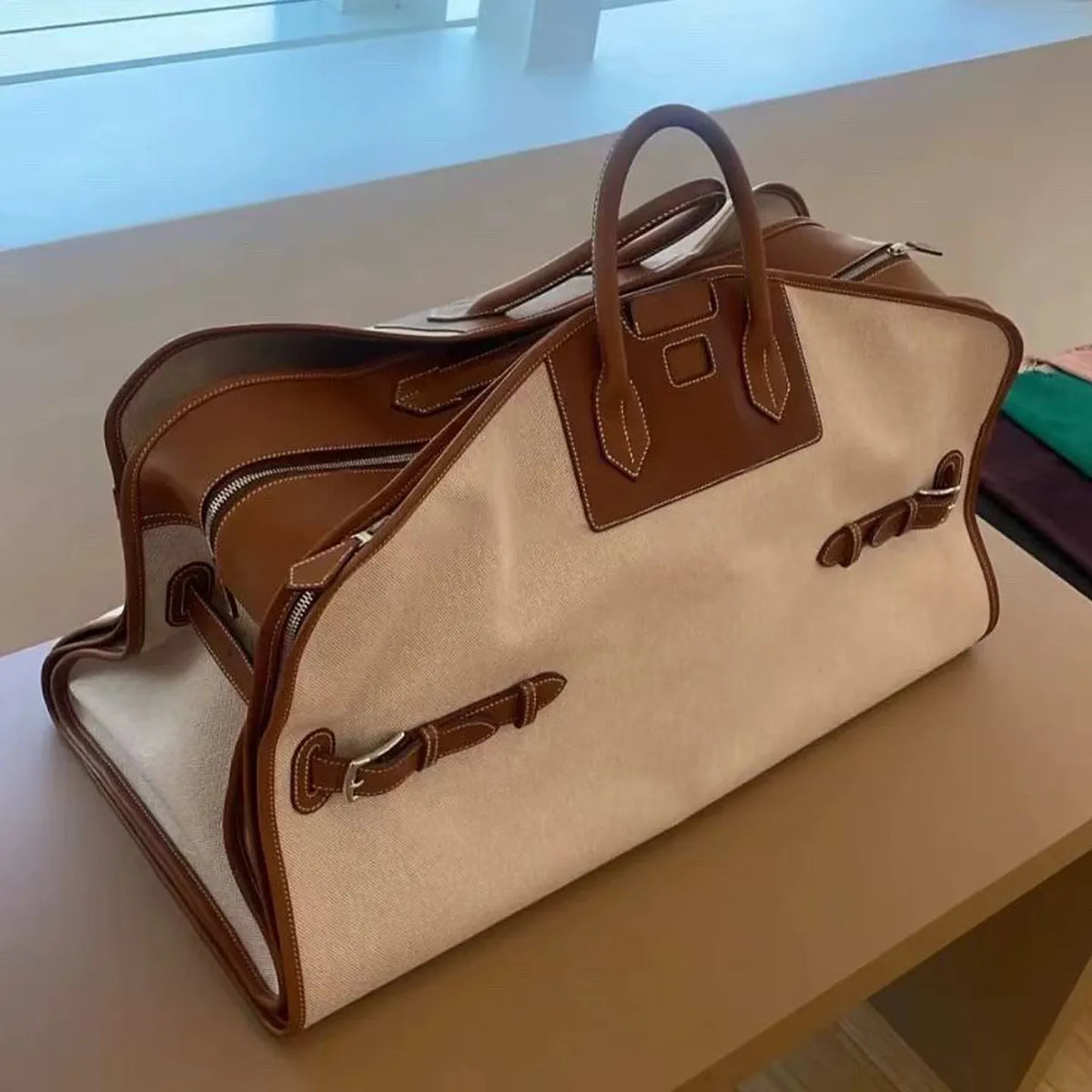 Large Capacity Travel Casual Tote Bag Women Luxury Leather Shoulder Canvas Bucket Handbag Office