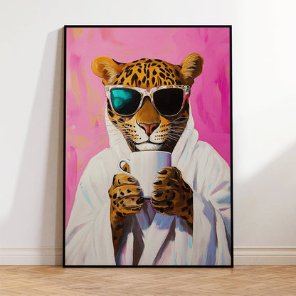 Leopard Coffee Wall Art Print – Dopamine Pink Poster