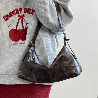 Pu Leather Retro Women's Underarm Bag Cool Y2k Girls