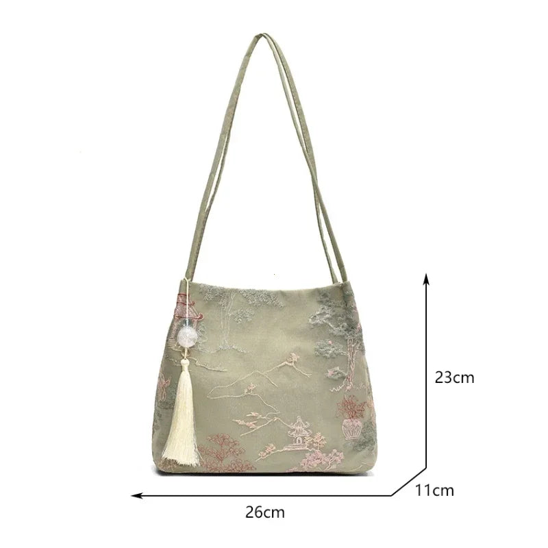 New Chinese Style Retro Bag 2026 New Models Silk Jacquard Fashionable Minimalist Bag