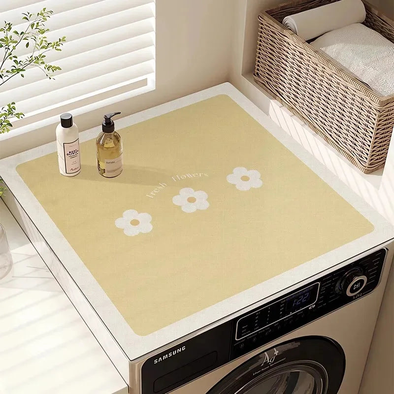 Washing Machine Top Cover Mat – Absorbent Non-Slip Cute Cartoon Pad