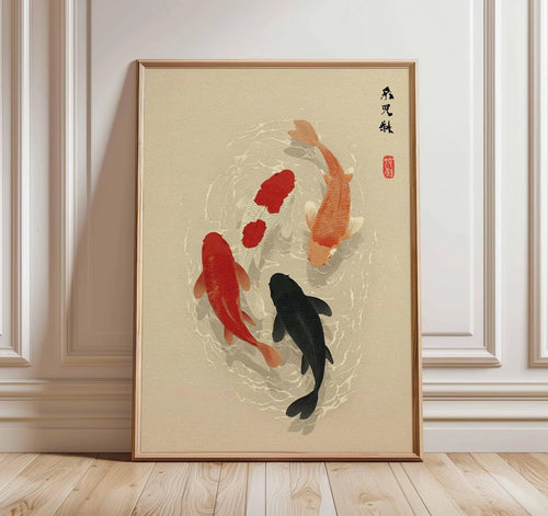 Koi Fish Poster – Japanese Minimalist Asian Wall Art Print