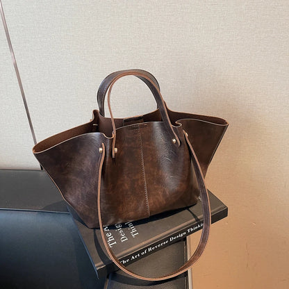 Women's Soft Leather Tote Bag Large Capacity Single Shoulder Handbag