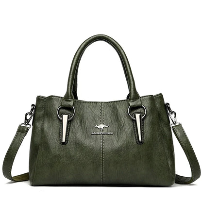 Leather Shoulder Bag – Women's Luxury 3-Layer Crossbody