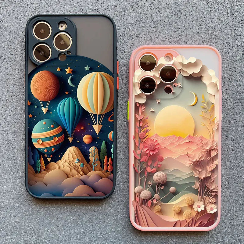 Fantasy Landscape iPhone Case – Hot Air Balloon & Planet Design