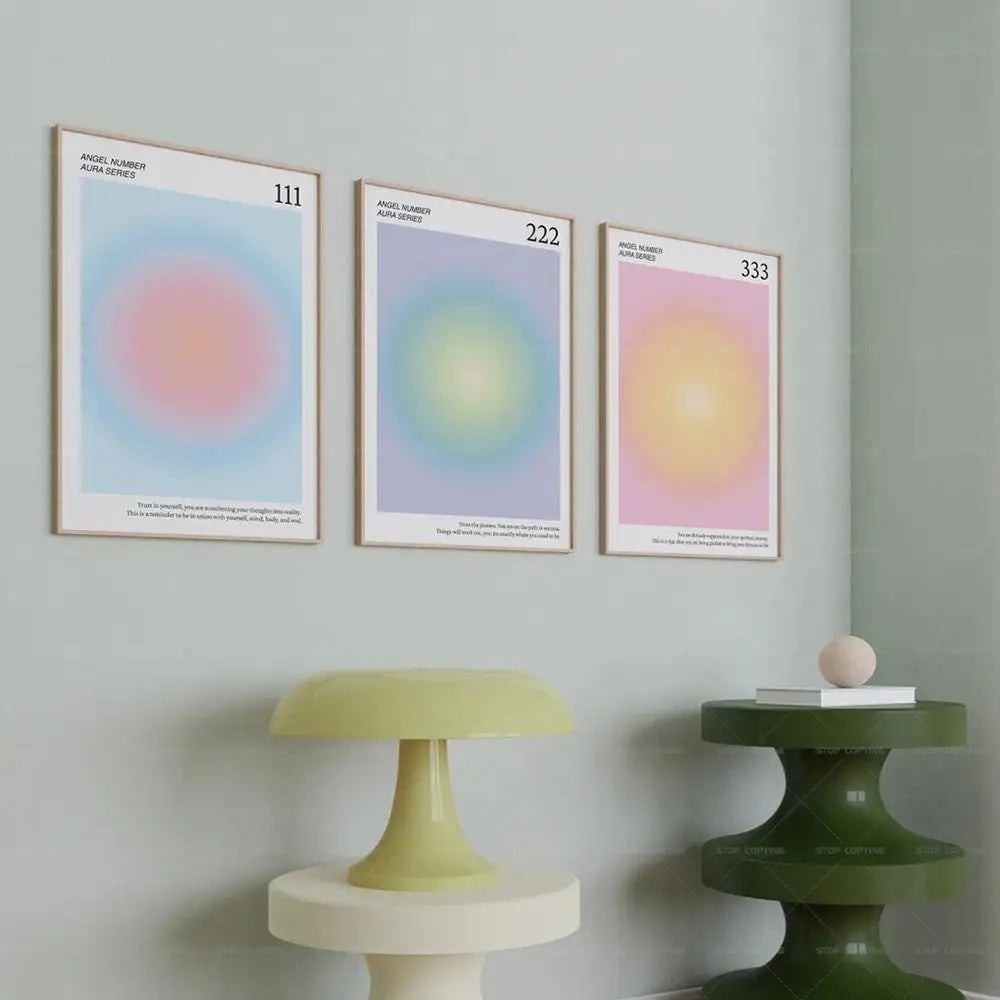 Angel Numbers Aura Wall Art Poster – 111 222 333 Spiritual Print