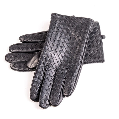 Men's Woven Leather Driving Gloves | Lambskin Intrecciato