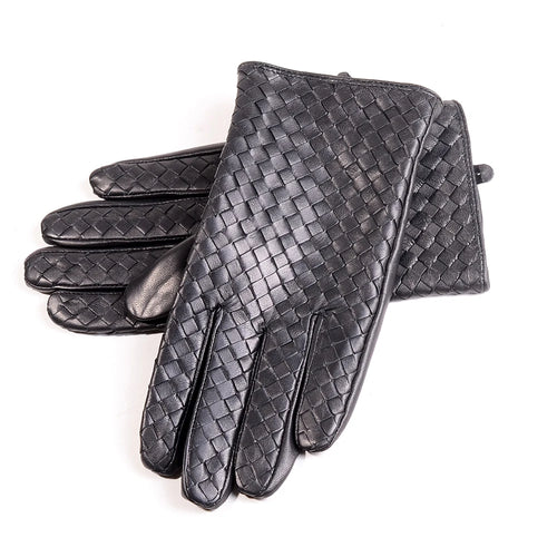 Men's Woven Leather Driving Gloves | Lambskin Intrecciato
