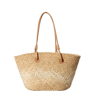 Colorful Straw Woven Beach Bag Large Capacity Underarm Basket Bag