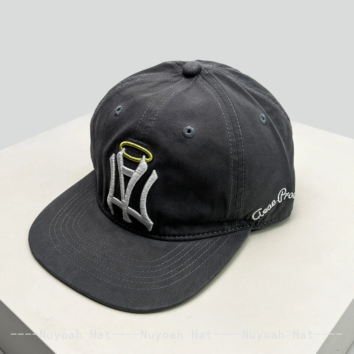 Gothic Angel Halo Embroidered Snapback Cap – Korean Street Style Hat