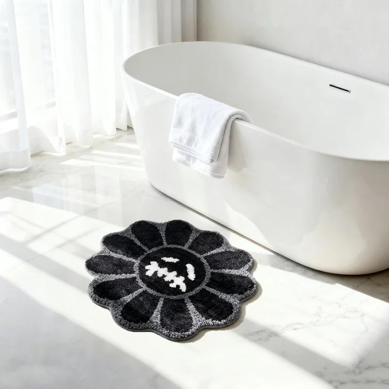 Sunflower Round Rug – Non-Slip Absorbent Floor Mat