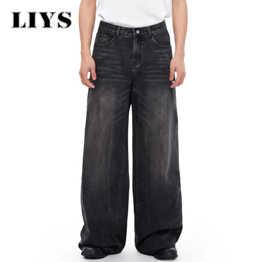 Wide Leg Men's Jeans – Korean Retro Loose Casual Denim Pants