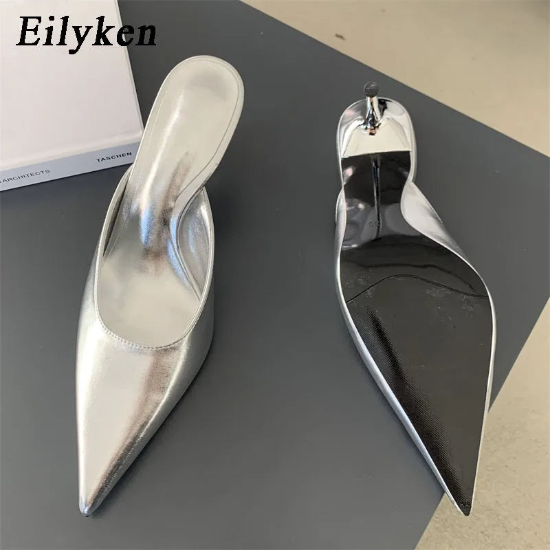 Eilyken Pointed Toe Mule Heels – Women's Low Heel Slip-On Dress Sandals