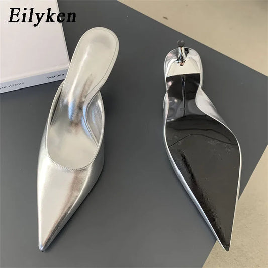 Eilyken Pointed Toe Mule Heels – Women's Low Heel Slip-On Dress Sandals