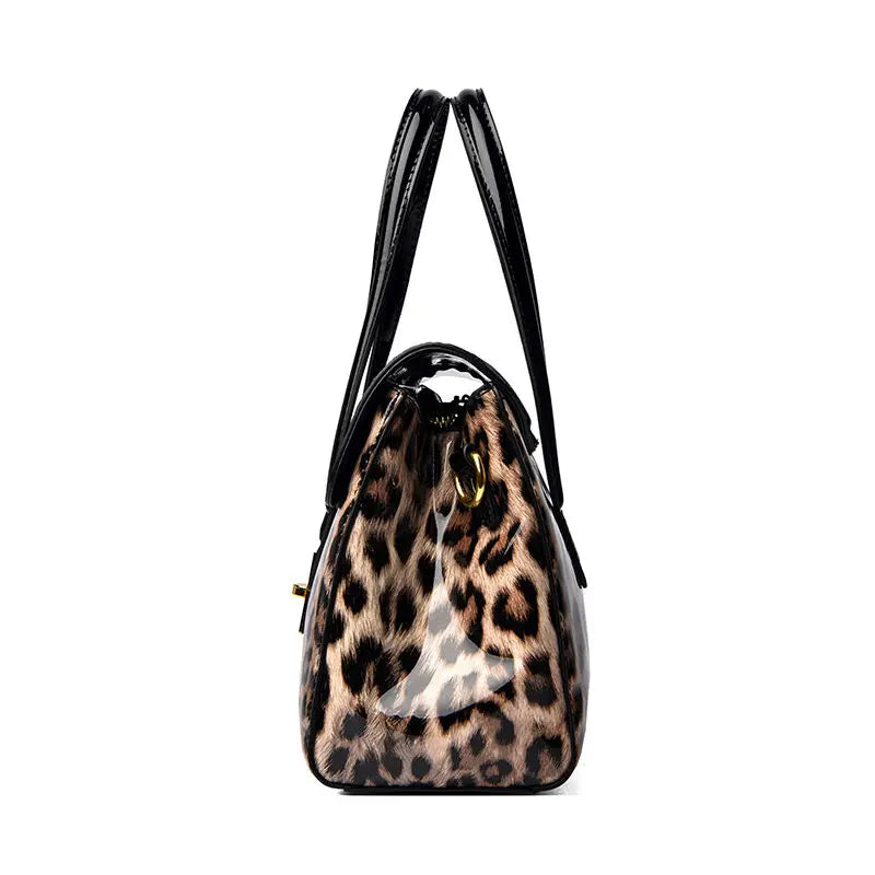 Leopard Patent Leather Shoulder Bag for Women – Luxury Handbag