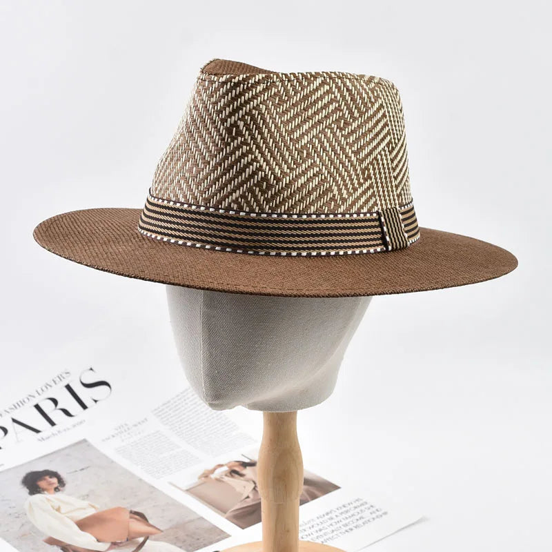 Panama Hat Men's Wide Brim Straw Fedora – Gentleman Summer Sun Hat