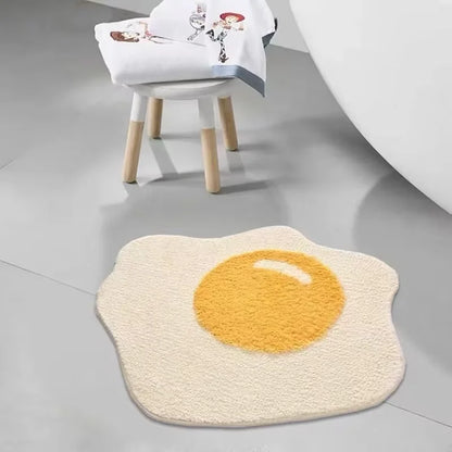 Fried Egg Bath Mat – Soft Non-Slip Bathroom & Bedroom Rug