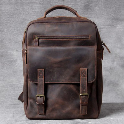 Genuine Leather Backpack for Men – Vintage 15.6" Laptop Bag