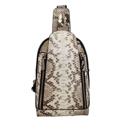 Men's Genuine Leather Sling Chest Bag – Python Skin Shoulder Pack