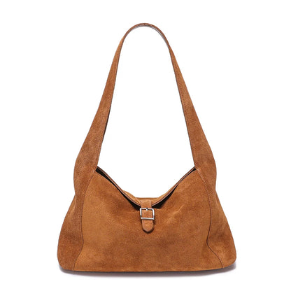 Suede Leather Shoulder Bag for Women – Soft Cowhide Crossbody