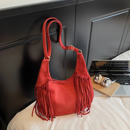 Design Faux Suede Shoulder Bags for Women Retro New Luxury Handbags