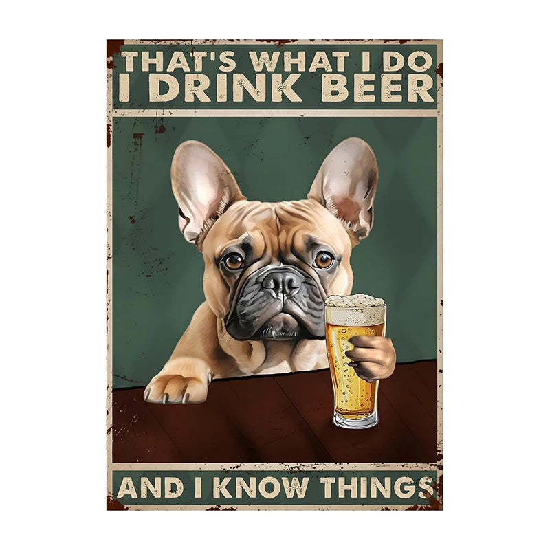 Funny Dog Beer Poster – That's What I Do I Drink Beer Wall Art