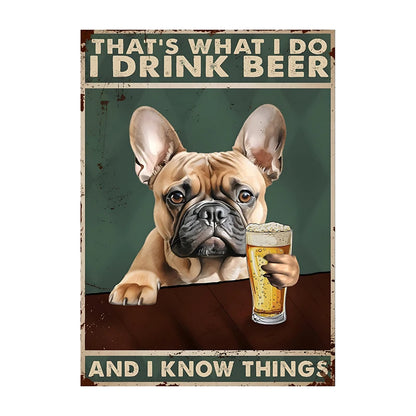 Funny Dog Beer Poster – That's What I Do I Drink Beer Wall Art